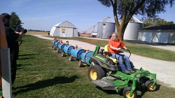 Tractor-pulled train ride