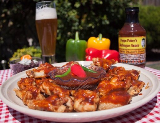 The Poppa Pokey's company's picture of their "Sweet Dragon's Breath" on different types of BBQ meats!  Wonderful BBQ sauce to have on hand!