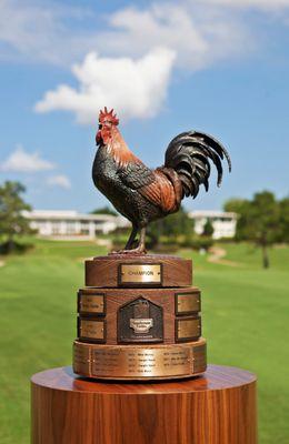 The Sanderson Farms Championship trophy is a rooster. Haha.