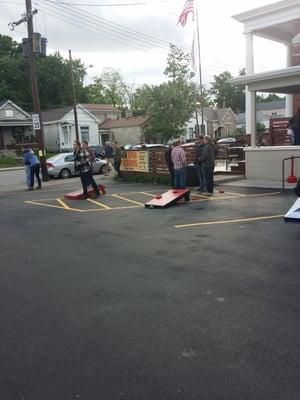 Cornhole in parking lot