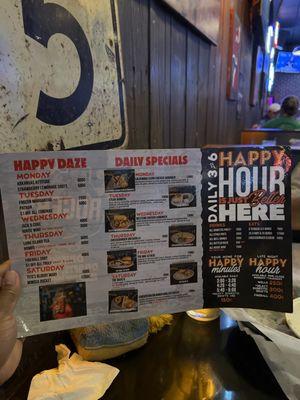 Happy hour menu