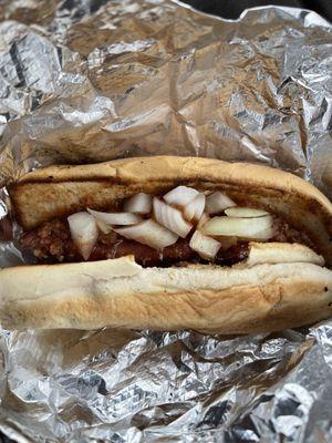 Coney dog with onions