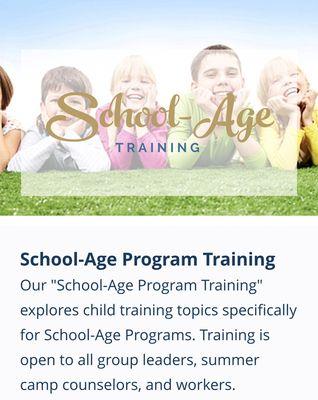 School-Age, Summer Camp and/ or After School Program Training