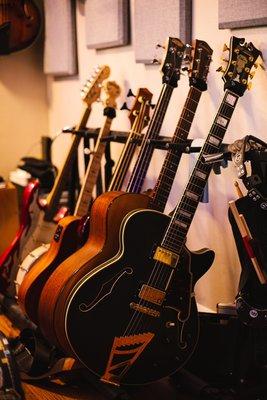 Some of the various instruments available in the studio