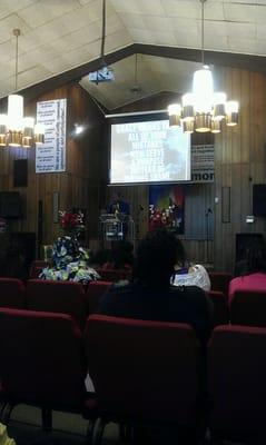 Pastor preaching a good service.