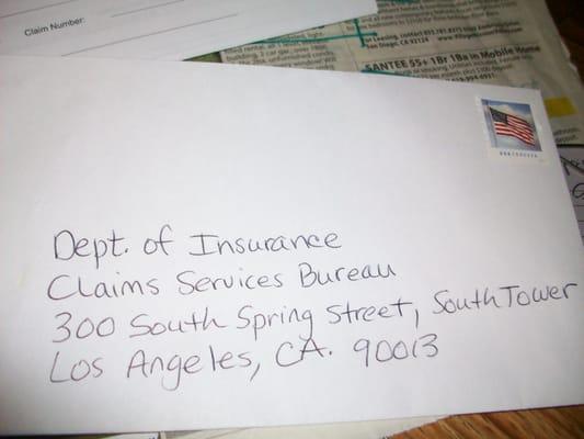 Calif. Insurance Dept. promised to order case files & investigate BAD FAITH INSURANCE PRACTICES.