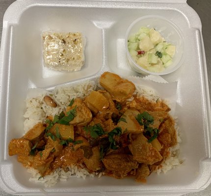 Chicken Yogurt Curry with Ghee Rice and Side Salad