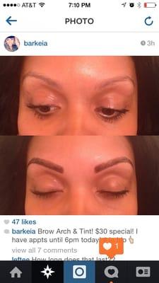 Before and After Brow Arch n Tint