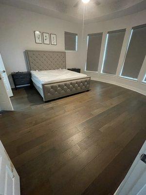 Master bedroom wood flooring.