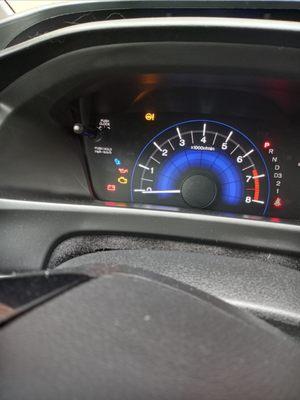 This is the dash board all lit up after they have supposedly "serviced" my vehicle...scam artist!