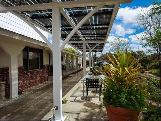 Outdoor spaces covered with Solar PV.