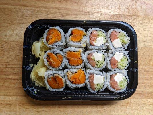 Left- Pumpkin Roll, Right- Philly Roll