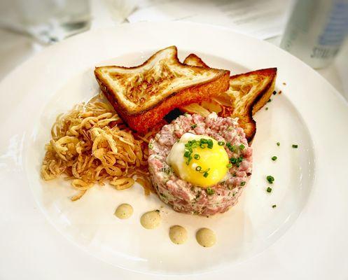 Beef Tartare Appetizer with Egg and Onions