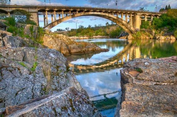 Rainbow Bridge over the American River at Lake Natoma in Folsom