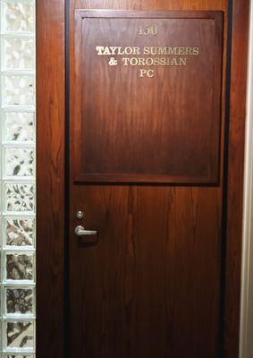 Front door of Taylor  Summers & Torossian P.C. office