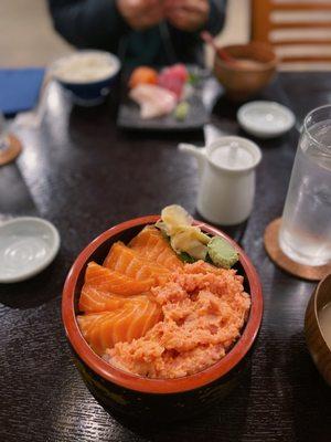 salmon and spicy tuna bowl ($16)