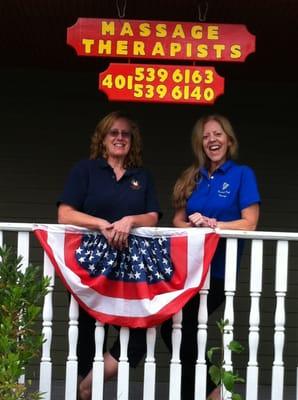 The front porch with business partner Cyndy