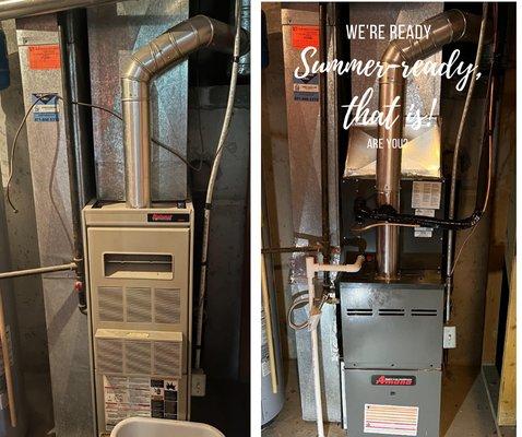 Before and after. We installed a new air conditioner and replaced the old unreliable furnace.