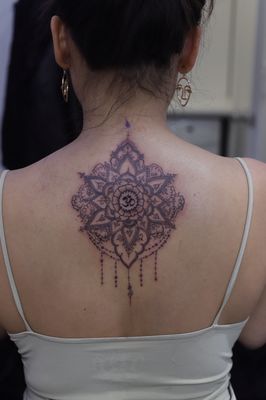 Mandala tattoo 2 hours work done by Polina c_tattooing_