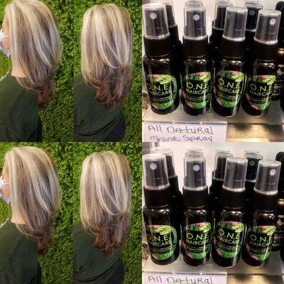 Our brand all natural handcrafted healing styling finishing shine spray