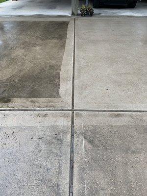 Before/After of driveway cleaning!