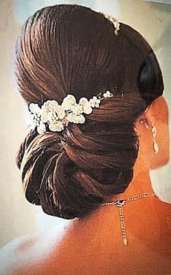 ** Elegant hair on a beautiful bride **