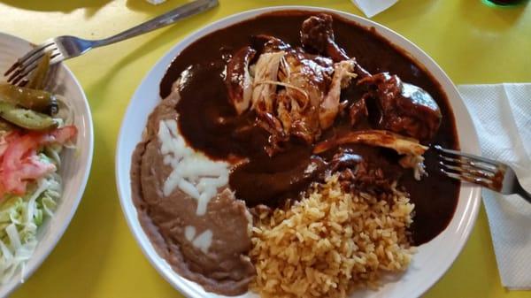 Chicken smothered in mole.