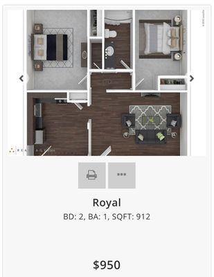 Royal 2 bedroom 1 bath