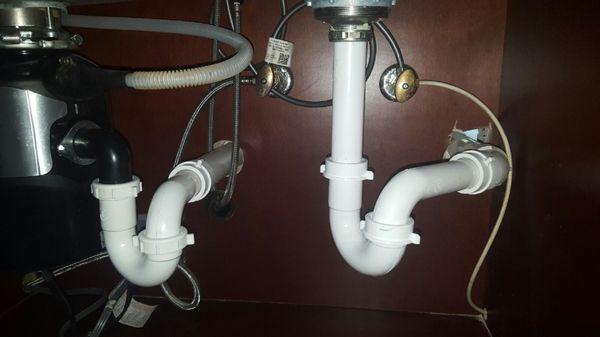 garbage disposal and sink re pipe.