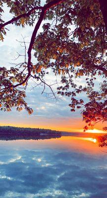 Sunrise on the water. You can see it from the main trail