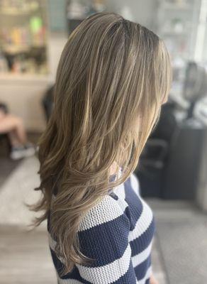 Balayage. She was a brunette!