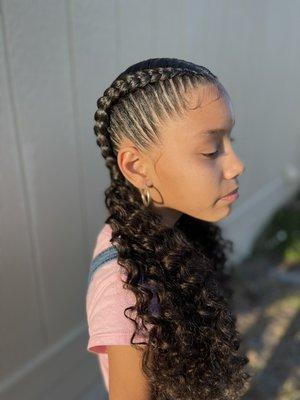 2 Feed In Braids and crochet Curls