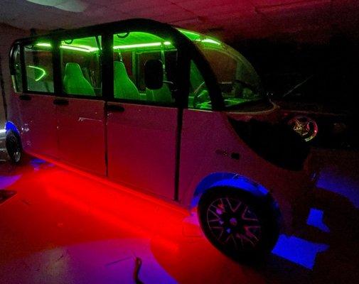 One of our fun cabs all lit up!