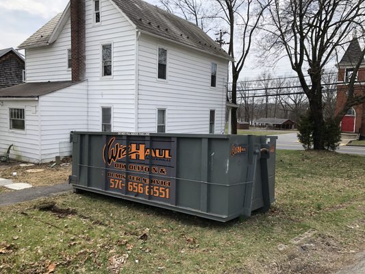 20yd dumpster at house renovation.