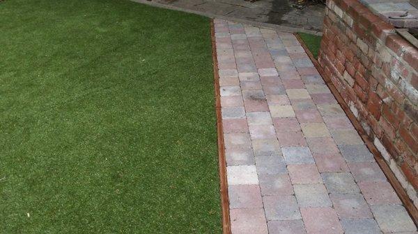 Paver + artificial grass installation.