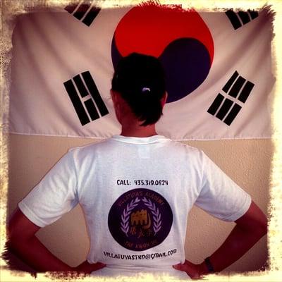 Villatuya's Academy of Tae Kwon Do t-shirt.