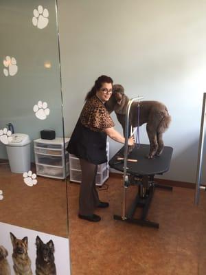 Kellie at work in the salon