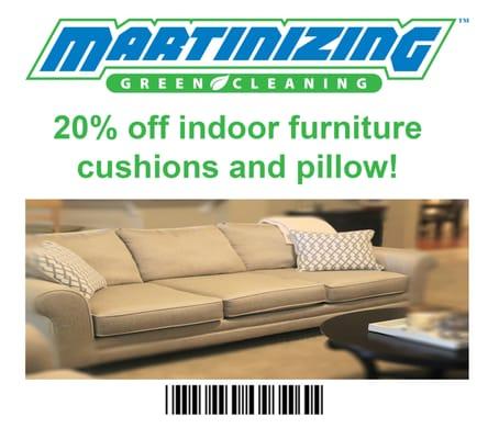 We are currently having an indoor furniture cushions and pillow special.