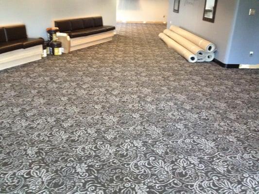 Commercial flooring installation.