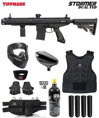 PaintallDeals.com Tippman Stormer Tactical Paintball Starter Package with 20 oz Co2 tank, primo loader, Gloves Chest and Neck protector, Pod