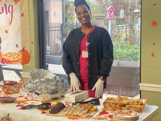 Helping feed the residents Thanksgiving Dinner at the Heritage House of Vicksburg.