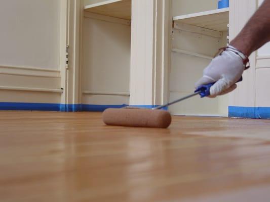 Staining and refinishing hardwood floor