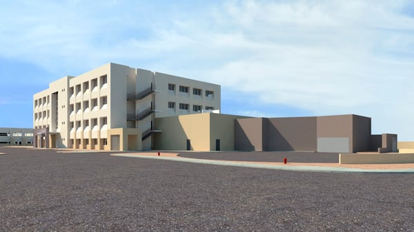 JCL Medical Office Building, Phoenix AZ, Orcutt Winslow Partnership, 2009; rendering to study concrete block color and patterns