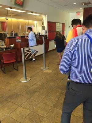 1 teller during the busiest time of the day ... Fun