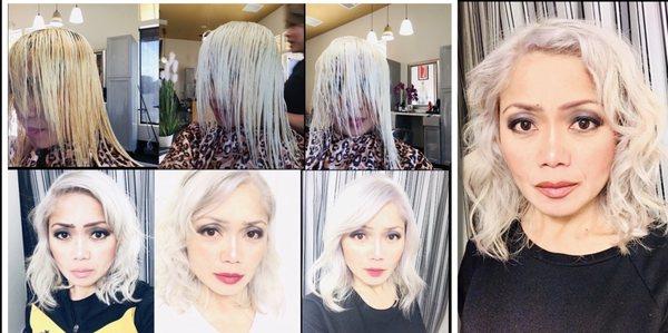 From Black hair to platinum blonde thanks to Rochana!