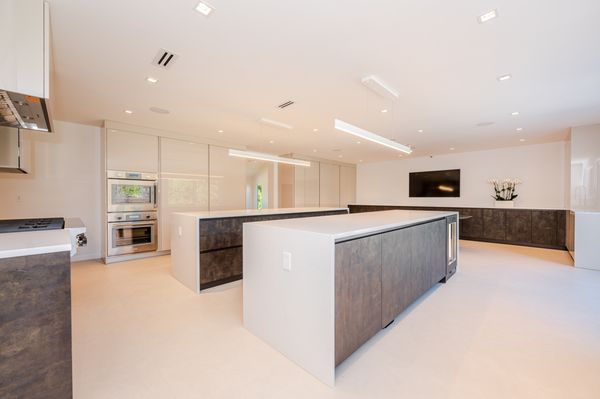 Modern Kitchen designed and built with custom Italian  cabinetry. Two Islands.