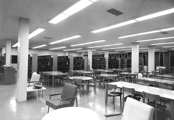 Eshleman Library stacks. 1950's.