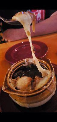 French onion soup was tasty