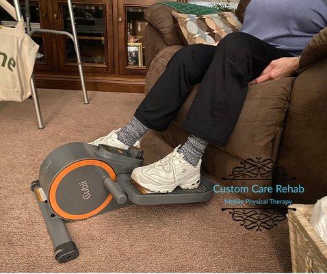 In home Total knee therapy, cycling for better range of motion