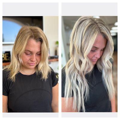 Before/After | 2 rows hand tied extensions